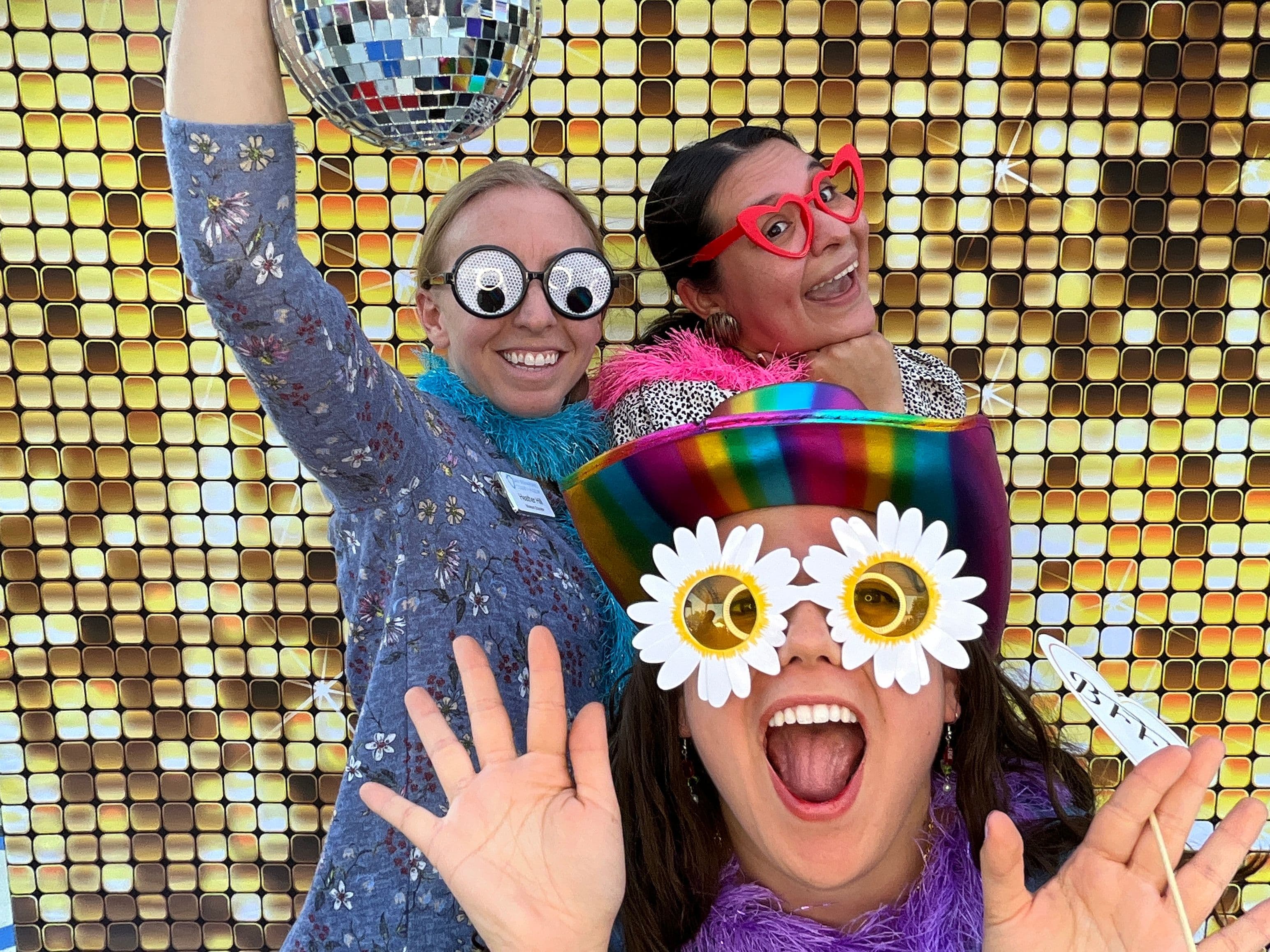 Photobooth props being used in full effect.